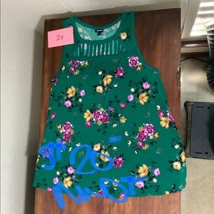Green Flowery Tank